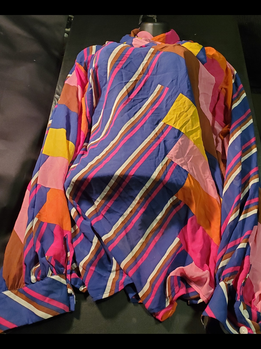 Ashley Stewart Multicolor Striped Button-Front Size 22/24 Long Slevee Blouse
